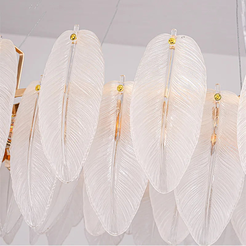 lustre de luxe moderne en plumes et verre métallique - vue 6 sur 11