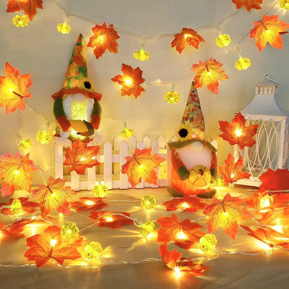 guirlande lumineuse feuilles dérable pour décorations automne hiver - vue 2 sur 8