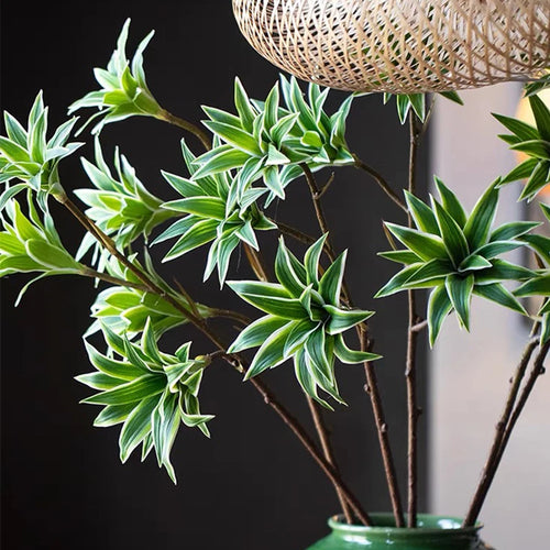 plante tropicale en pot avec palmier et bambou décoratif - vue 4 sur 18