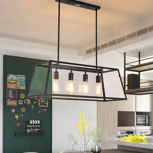 suspension industrielle vintage en fer et acrylique pour cuisine et bar - vue 3 sur 6