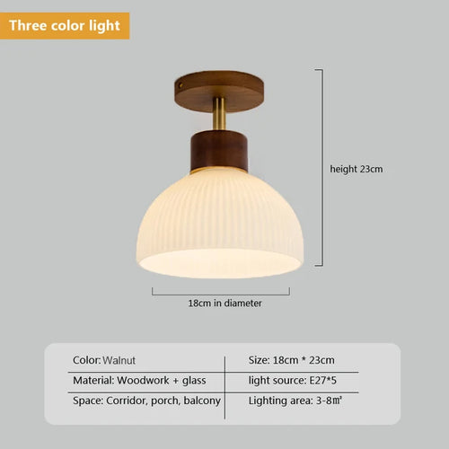 lustre en bois simple avec abat-jour en verre - vue 13 sur 12