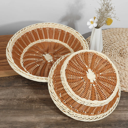 panier rond en rotin pour rangement fruits et légumes - vue 4 sur 6