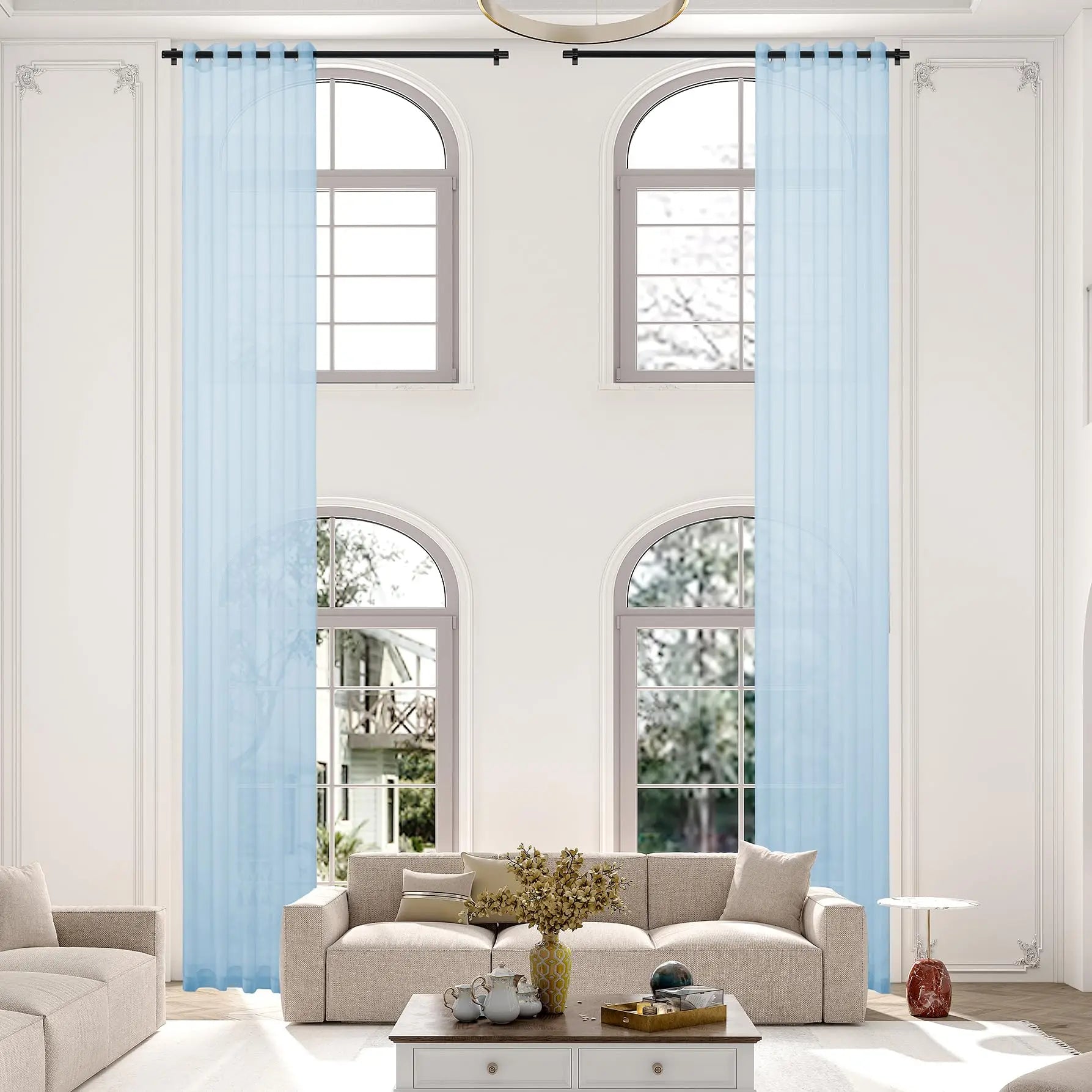 Voilage tulle extra long sur mesure hauts plafonds - vue 4 sur 10