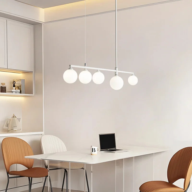Pastoral Dining Table Pendant Lamps Long Hanging Light for Living Room Kitchen Restaurant Chandelier Fixtures Milky White Glass - vue 4 sur 12
