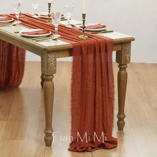 Chemin de table coton gaze style vintage mariage - vue 26 sur 29