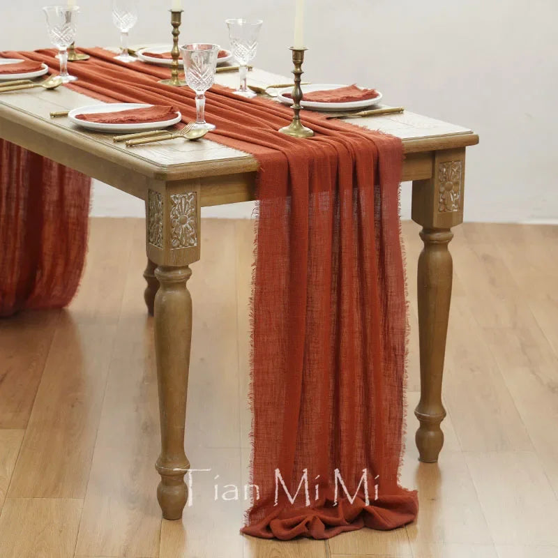 Chemin de table coton gaze style vintage mariage - vue 25 sur 29
