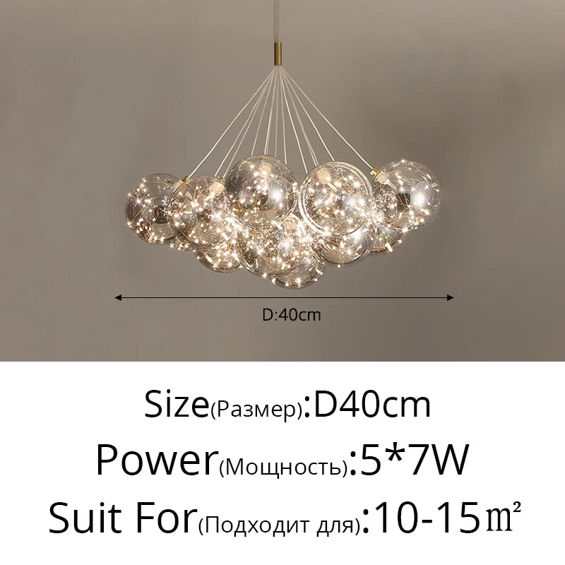 lustre en verre design créatif éclairage intérieur élégant led - vue 11 sur 12
