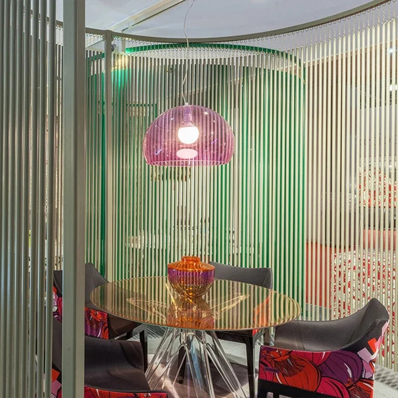 Italian Designer Dome Pendant Lamp Colorful Acrylic Chandelier Ceiling Suspenion Hanging Light with E27 Bulb - vue 6 sur 19