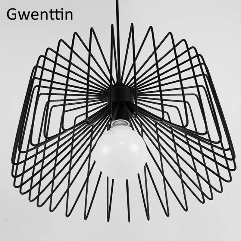 suspension créative en fer avec éclairage led décoratif - vue 5 sur 7