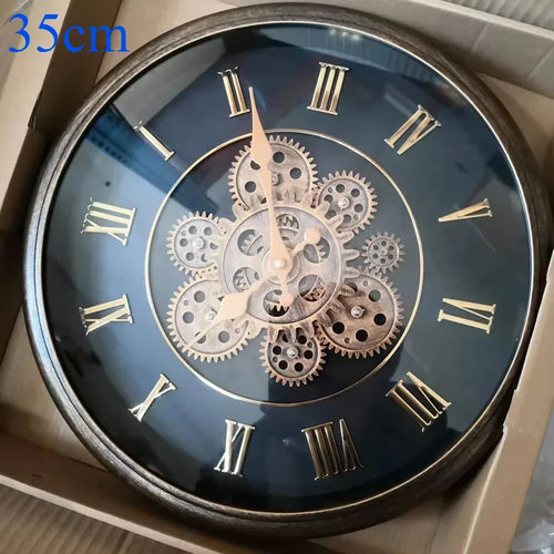 horloge murale industrielle avec engrenage rotatif silencieux - vue 8 sur 9