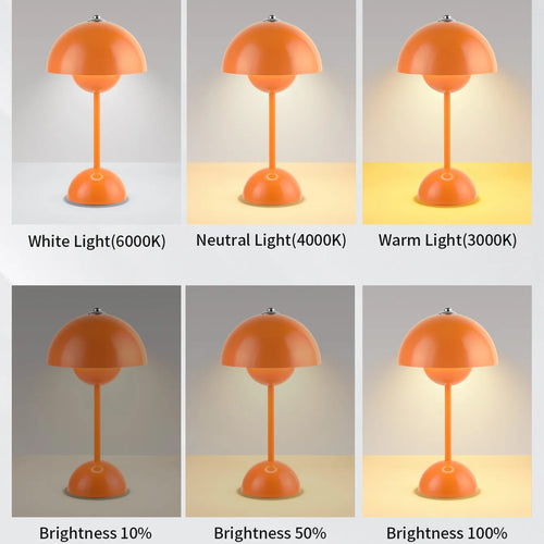 Lampe de table led nordique interrupteur tactile supérieur lampe de table de chargement USB lampe de champignon de bourgeon de fleur lampe de table décorative de table de chevet - vue 5 sur 14