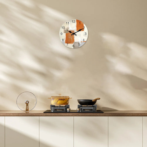horloge murale moderne en bois motif abstrait silencieuse décorative - vue 2 sur 7