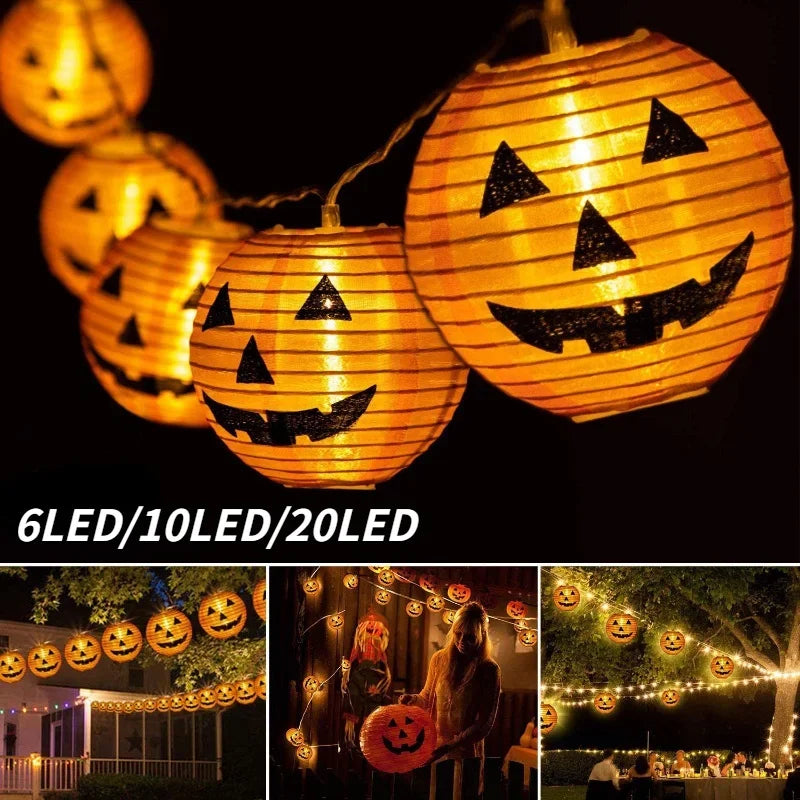 guirlande lumineuse citrouille pour décor halloween en intérieur extérieur - vue 3 sur 7