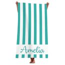 Serviette de plage microfibre rayée personnalisée avec nom