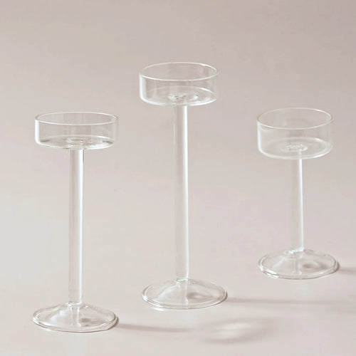 ensemble de bougeoirs en verre pour décoration de table élégante - vue 7 sur 9