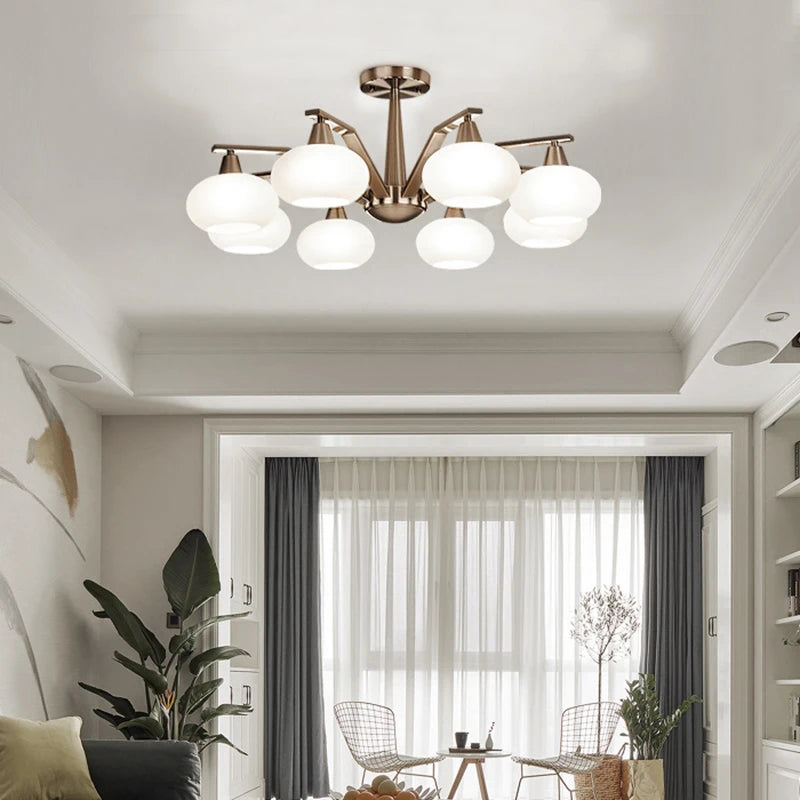 Lustre led métal nickel moderne - vue 5 sur 12