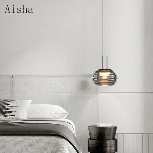 lampe de chevet suspendue design moderne en verre LED - vue 2 sur 7
