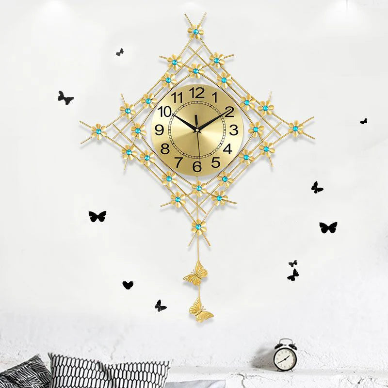 horloge murale à pendule design européen en métal unique - vue 4 sur 19