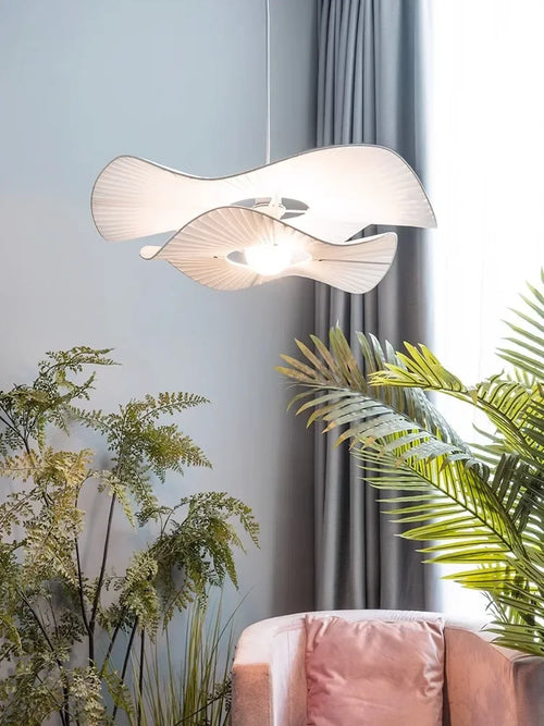 lustre Design nordique tissu LED lumières chambre salon salle à manger décoration maison fleur - vue 5 sur 7