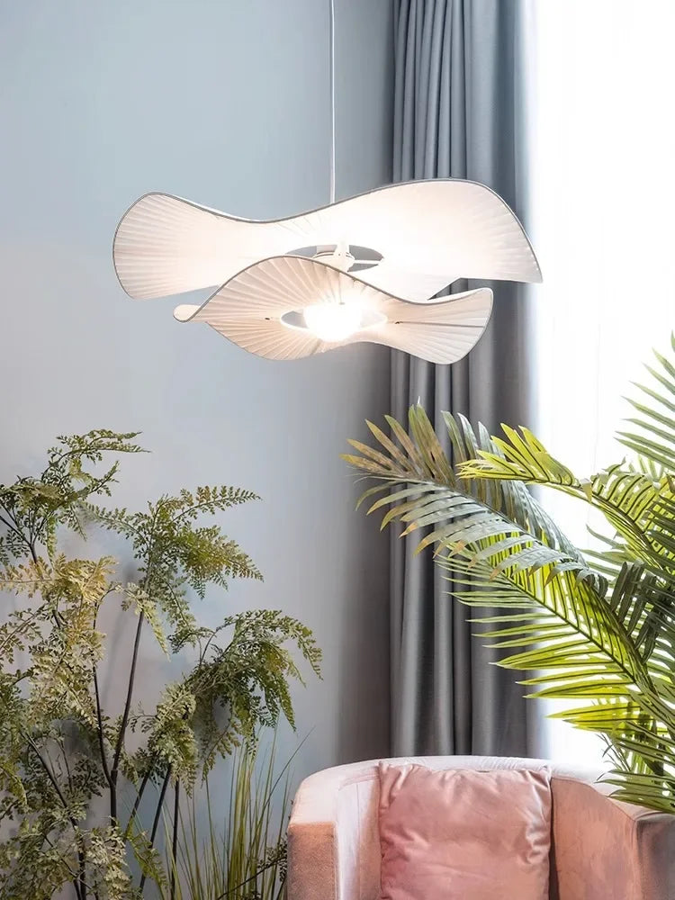lustre Design nordique tissu LED lumières chambre salon salle à manger décoration maison fleur - vue 4 sur 7