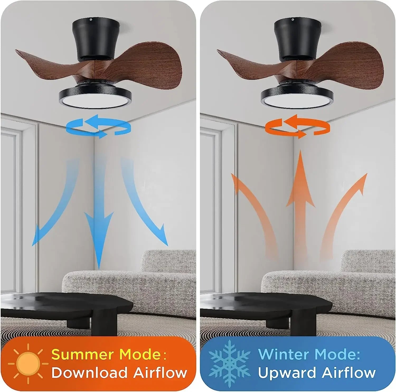ventilateur de plafond moderne silencieux avec lumière led et télécommande - vue 5 sur 9