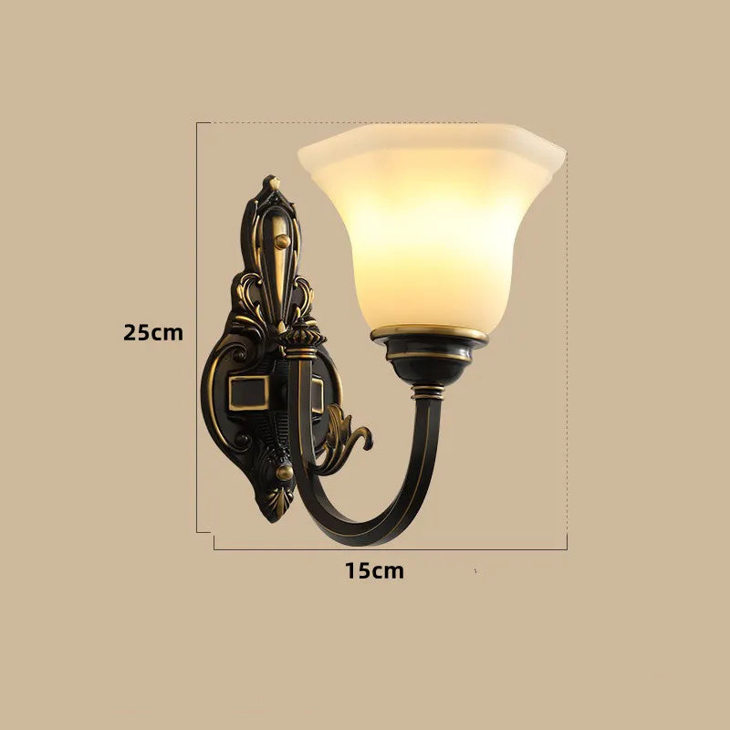 lustre vintage en cuivre avec abat-jour en verre dépoli - vue 10 sur 20