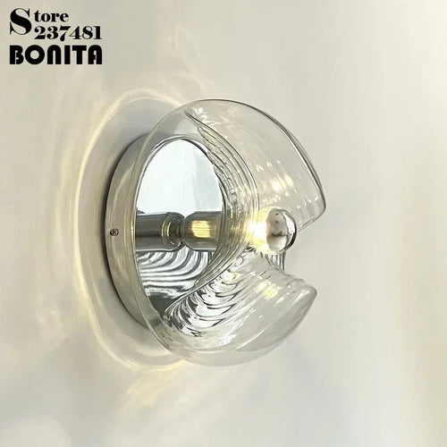 applique murale ronde en verre effet d'eau rétro - vue 4 sur 9