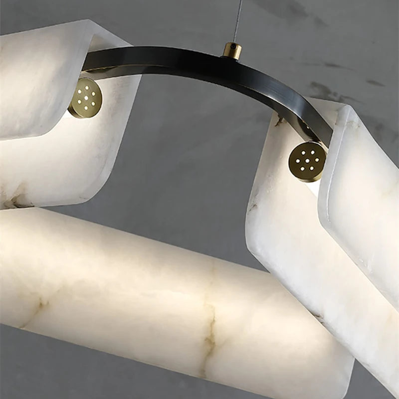 lustre nordique en marbre led pour décoration moderne - vue 5 sur 12