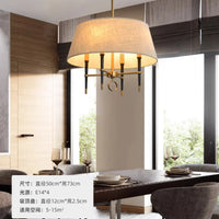 brun clair couverture en tissu circulaire suspension lampe salon chambre lustres cuivre suspension lampe de style chinois plafonnier
