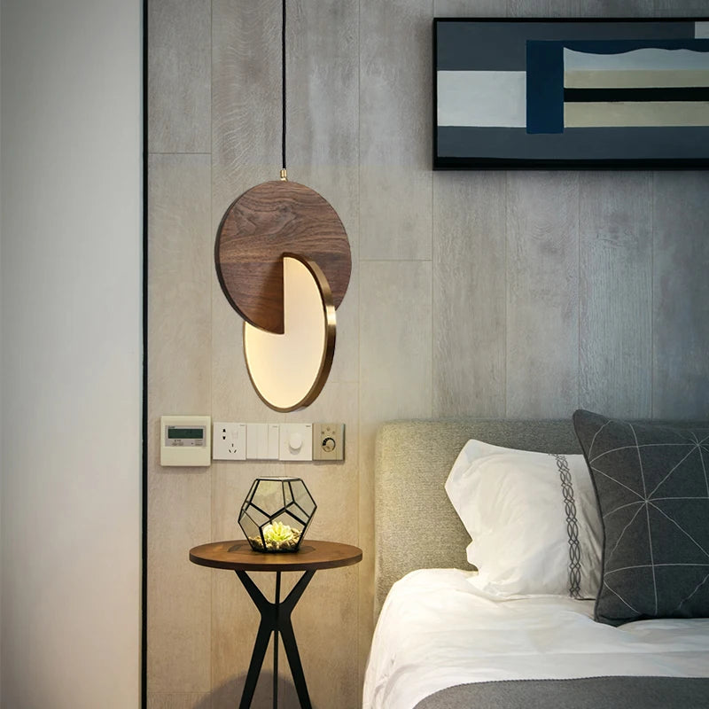 lustre nordique en bois massif style chinois moderne - vue 2 sur 5