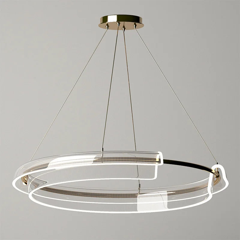 lustre led de luxe simple anneau dimmable pour maison hôtel - vue 1 sur 7