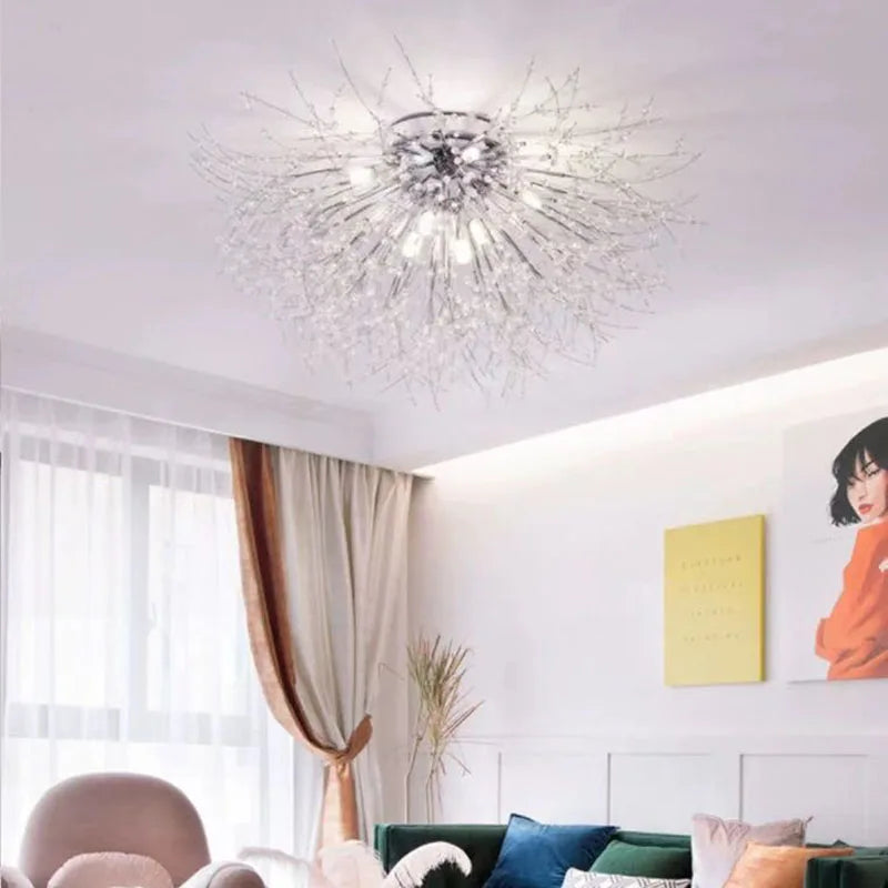 plafonnier nordique en cristal forme pissenlit lustre moderne décoratif - vue 5 sur 14