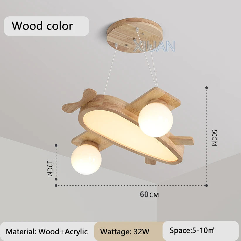 suspension en bois massif motif avion pour enfants