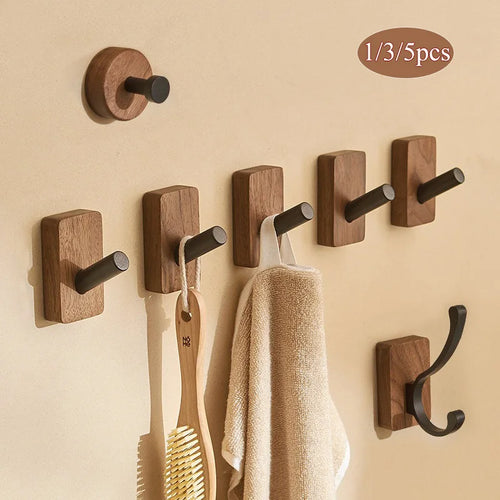 crochets muraux en bois massif pour vêtements et accessoires - vue 2 sur 15