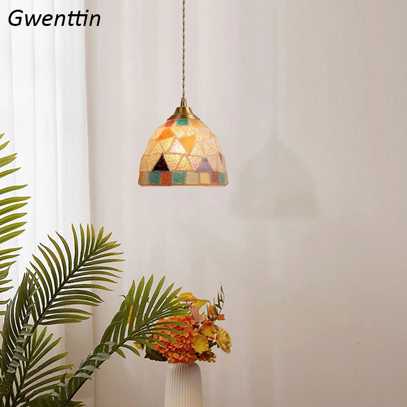 suspension en coquillage méditerranéen style tiffany pour décoration intérieure - vue 5 sur 12