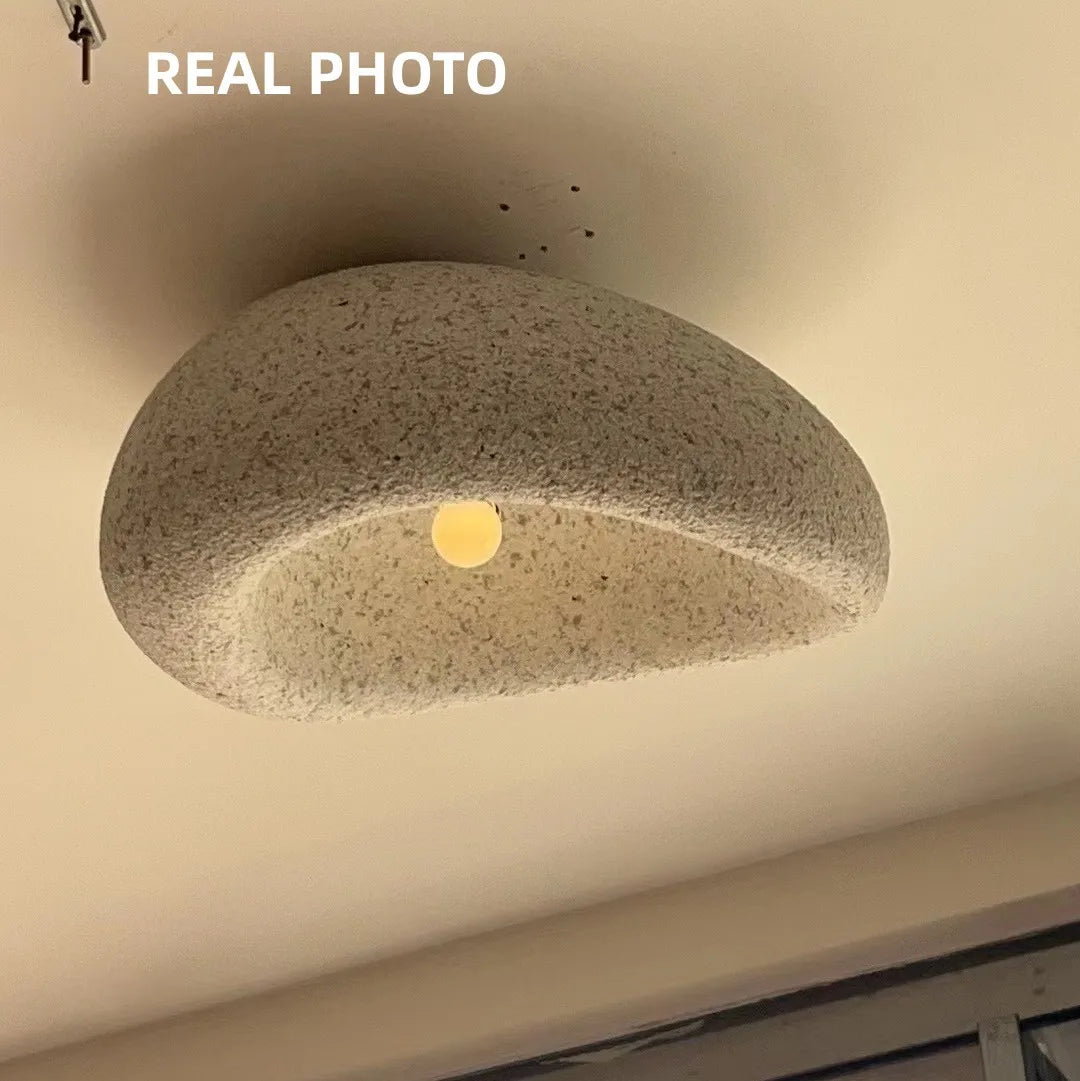 Nordic minimalist Wabi Sabi E27 Led Ceiling Light Modern Japanese Cream style bedroom ceiling light gloss decorative luminaire - vue 6 sur 12