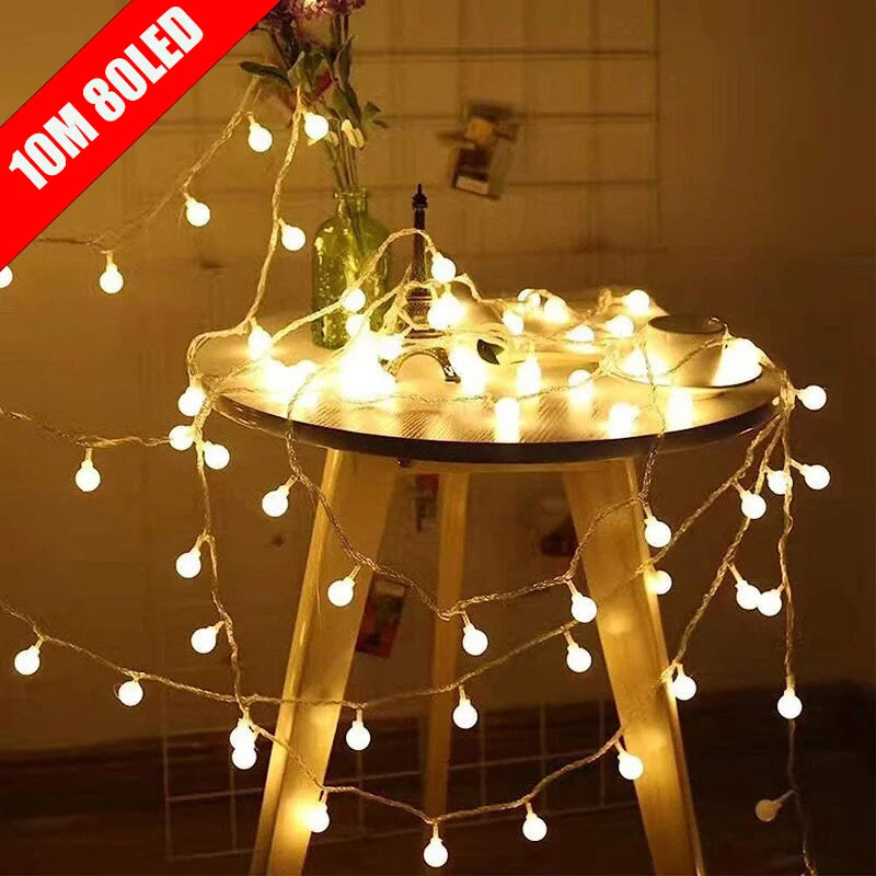 guirlande lumineuse led à boules pour mariage jardin et fêtes - vue 1 sur 9