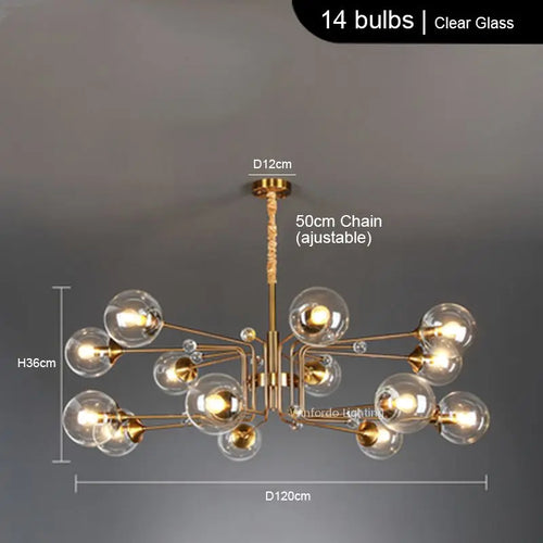 lustre led moderne 10 globes - vue 13 sur 18