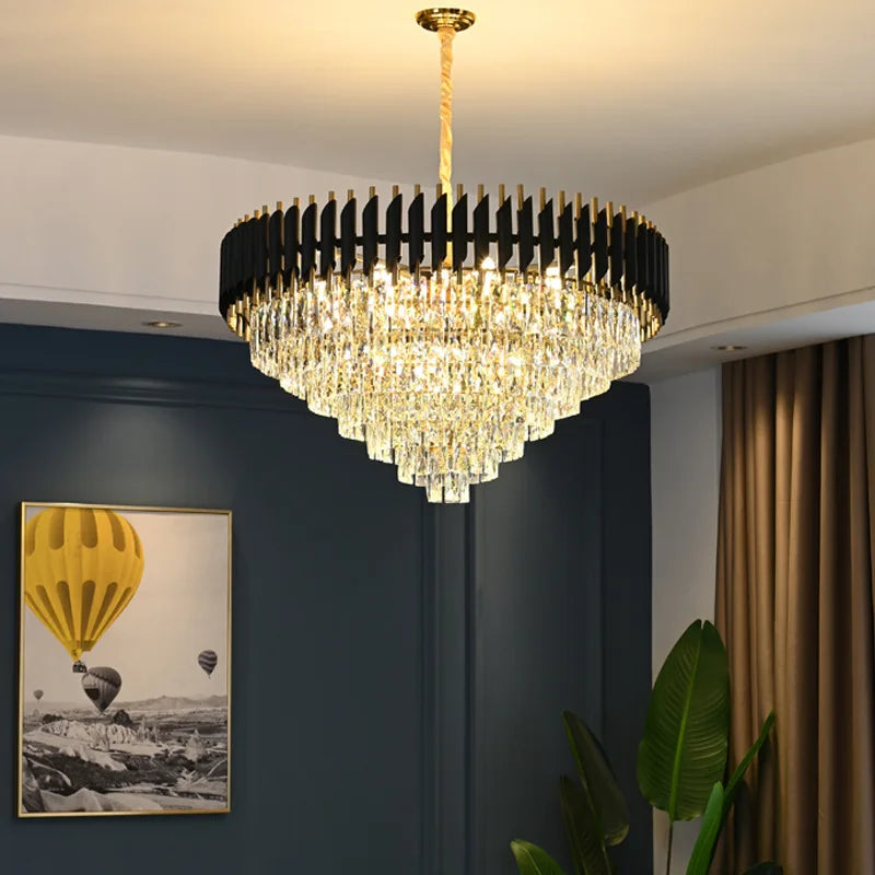 lustre led en cristal moderne idéal pour décoration intérieure de luxe - vue 6 sur 13