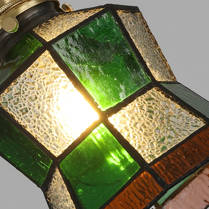 lustre antique de luxe suspendu en verre et laiton - vue 3 sur 15