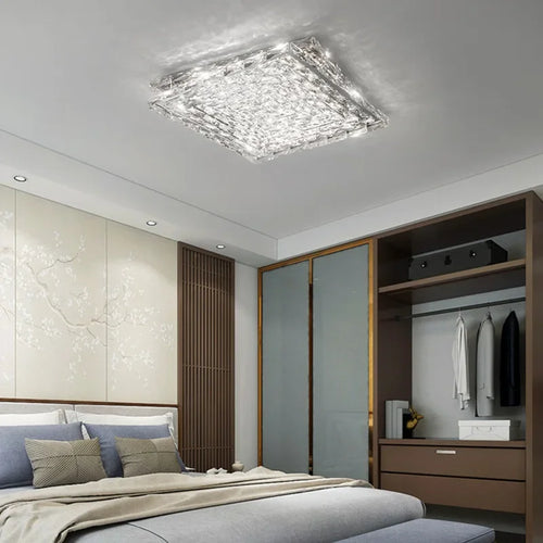 plafonnier led carré en cristal luxe pour décoration intérieure - vue 5 sur 10