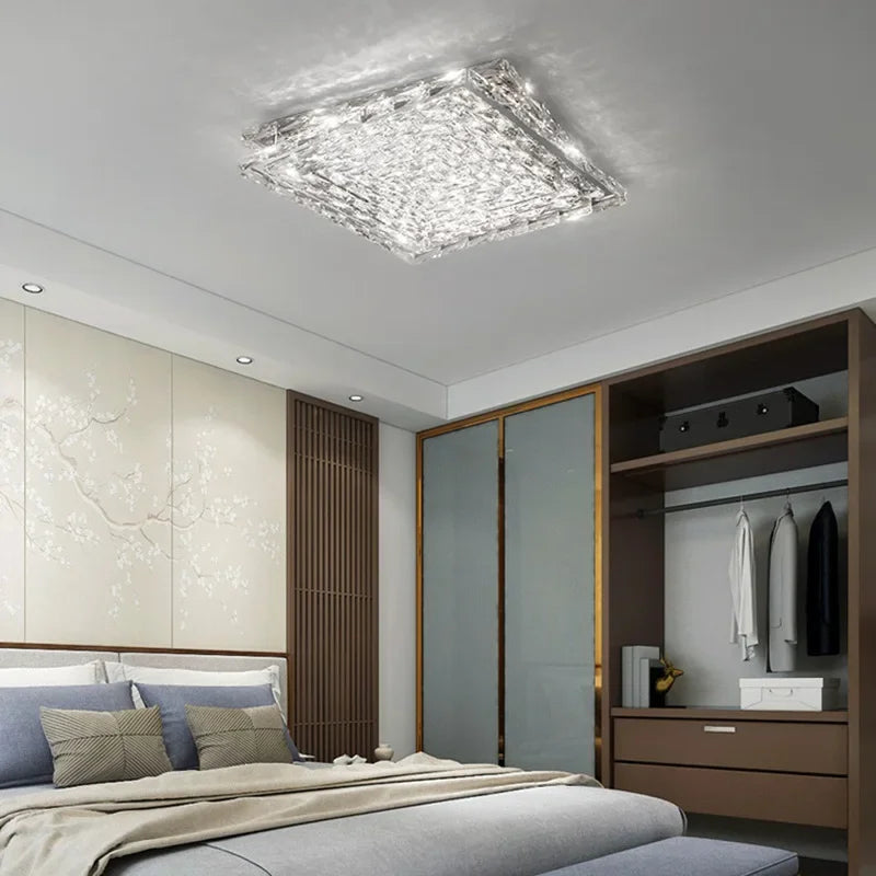 plafonnier led carré en cristal luxe pour décoration intérieure - vue 4 sur 10