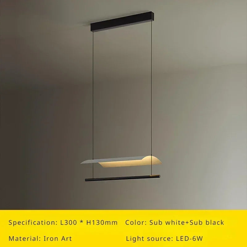 lustre suspendu moderne nordique éclairage design long et simple - vue 9 sur 12
