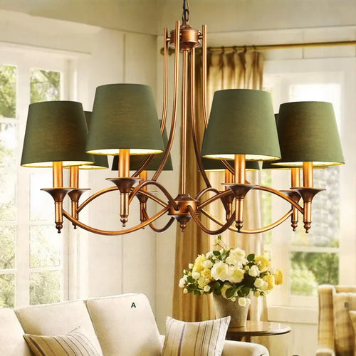 Lustre Moderne Bronze Métal Led Éclairage Salon Décor Led Tissu - vue 4 sur 17
