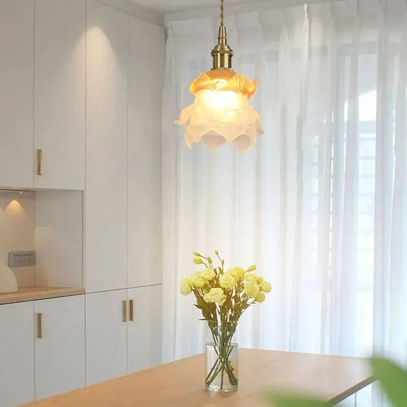 suspension en verre rétro en forme de fleur pour décoration intérieure - vue 3 sur 12