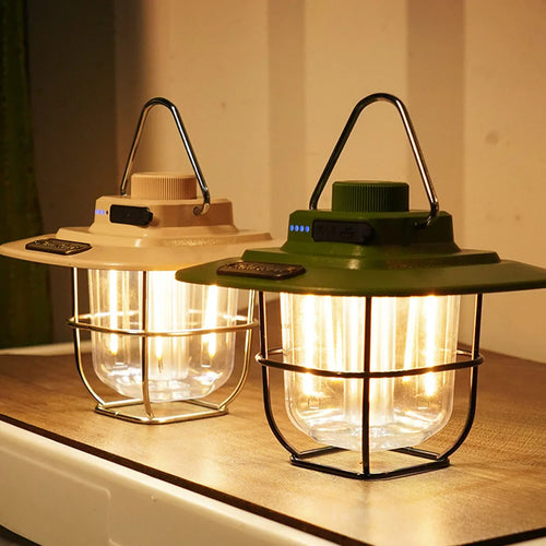 lampe de camping led rétro suspendue étanche avec batterie rechargeable - vue 2 sur 12