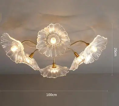 lustre moderne en verre en forme de fleur de lotus avec led - vue 10 sur 14