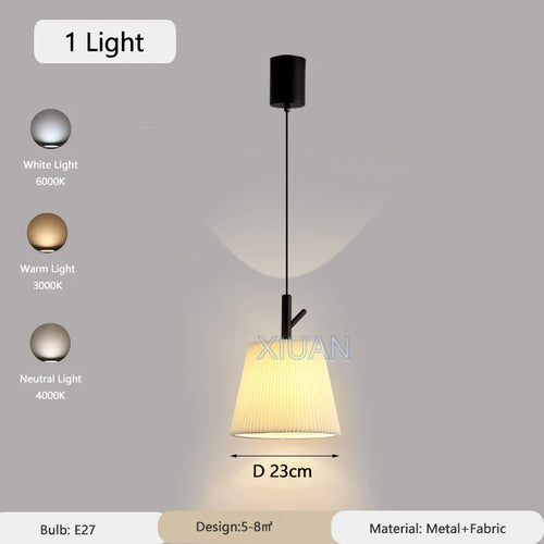 lustre en tissu plissé pour décoration intérieure moderne - vue 9 sur 8