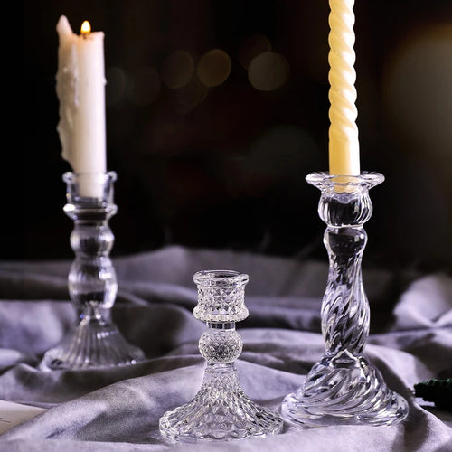 bougeoir en verre pour décoration romantique et centre de table - vue 2 sur 11