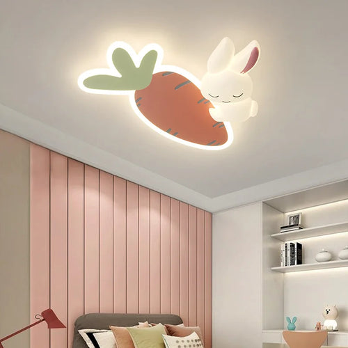 Mignon enfants chambre plafonniers LED blanc lapin lumière Simple dessin animé princesse chambre petite fille chambre décor plafonniers - vue 5 sur 10